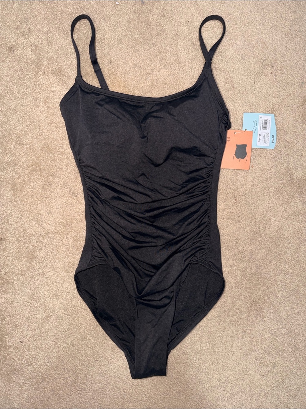 Women’s s (4-6) Black Ruched One-Piece Swimsuit